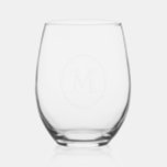 Charming Wedding Monogram Stemless Wine Glass