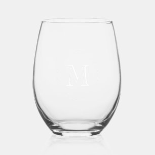 Charming Wedding Monogram Stemless Wine Glass
