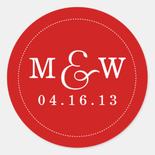 Charming Wedding Monogram Sticker - Apple Red