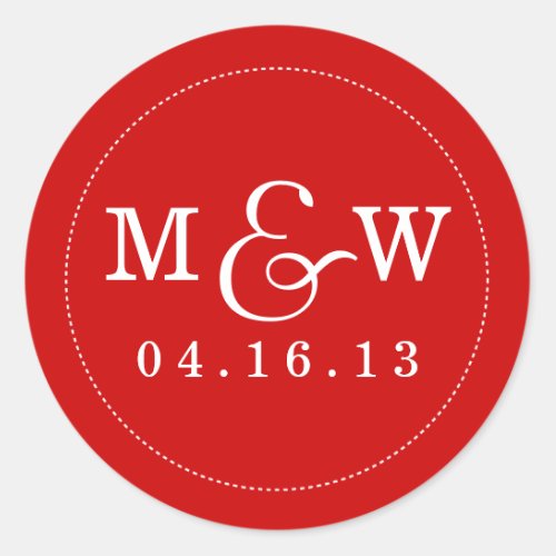 Charming Wedding Monogram Sticker _ Apple Red