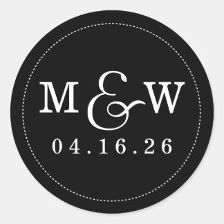 Charming Wedding Monogram Sticker - Black