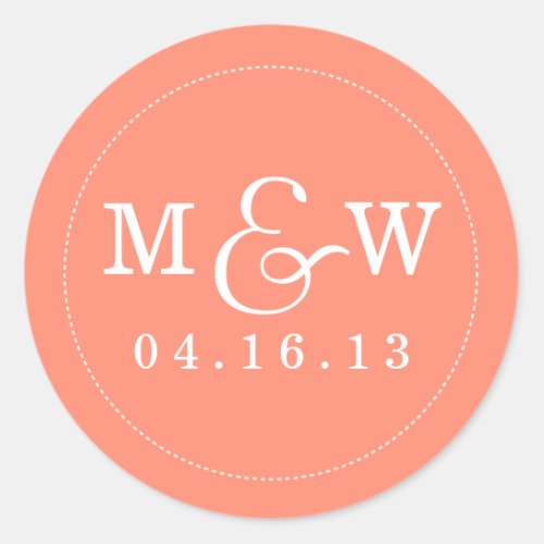 Charming Wedding Monogram Sticker _ Coral