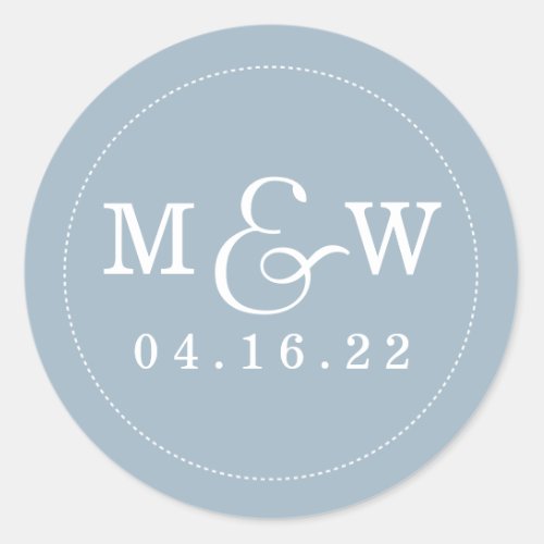 Charming Wedding Monogram Sticker Dusty Blue