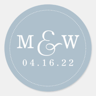 Charming Wedding Monogram Sticker Dusty Blue