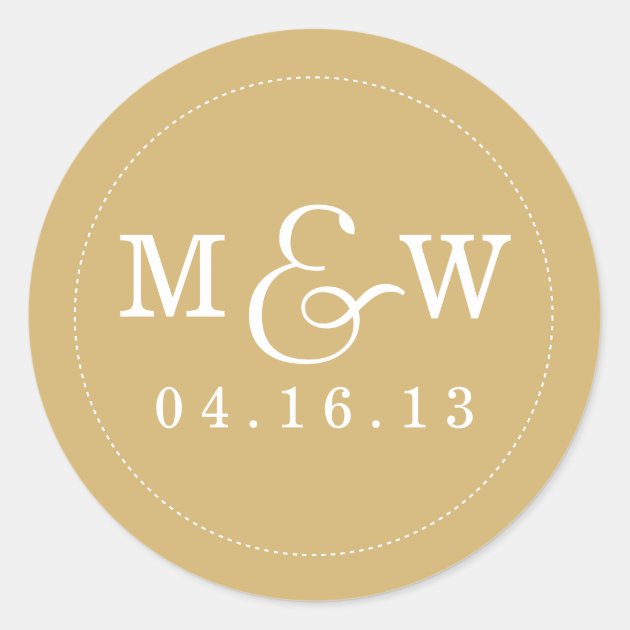 Charming Wedding Monogram Sticker - Gold