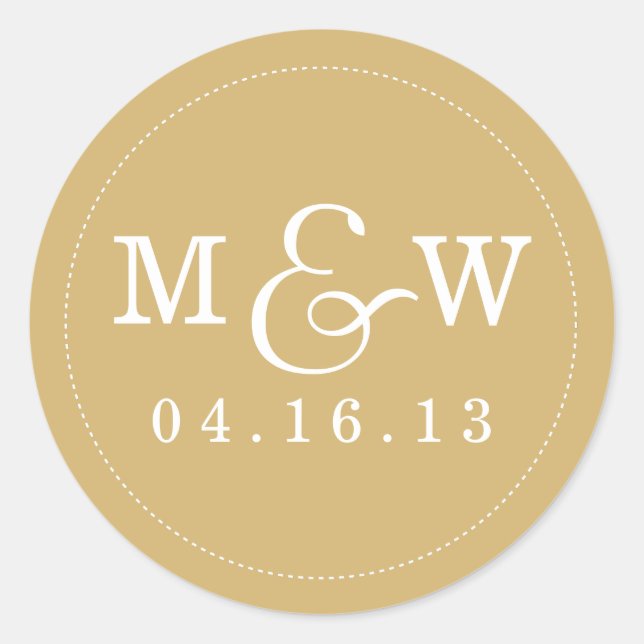 Charming Wedding Monogram Sticker - Gold (Front)