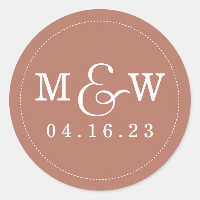 Charming Wedding Monogram Sticker in Terracotta (Front)