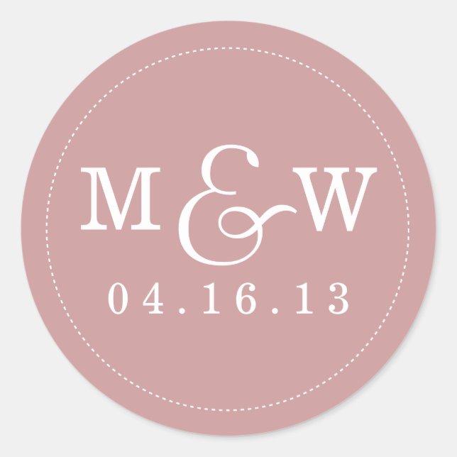 Charming Wedding Monogram Sticker - Mauve (Front)