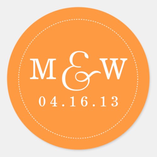 Charming Wedding Monogram Sticker _ Orange