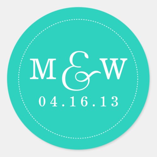 Charming Wedding Monogram Sticker _ Turquoise