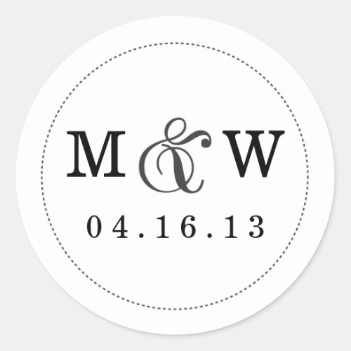 Charming Wedding Monogram Sticker _ White