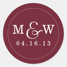 Charming Wedding Monogram Sticker - Wine Red