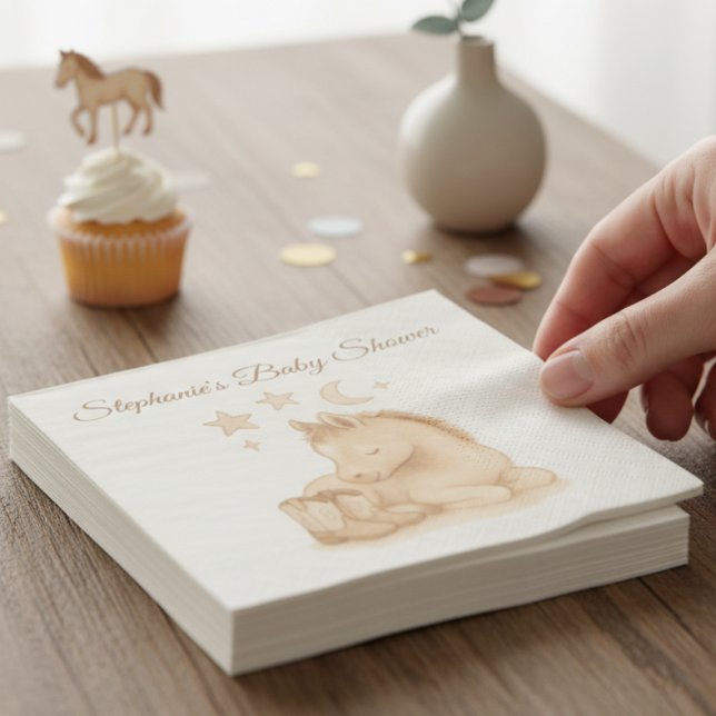 Charming Western Baby Horse – Shower Napkins (Sweet western personalized baby shower napkins)