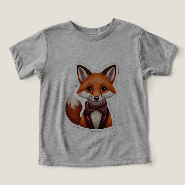 Charming Whimsical Fox Sticker – Woodland Elegance Toddler T-shirt (Design Front)