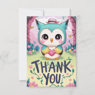 Charming Whimsical Owl  Thank You Card
