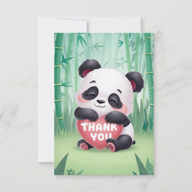 Charming Whimsical Panda Thank You Card (Front)