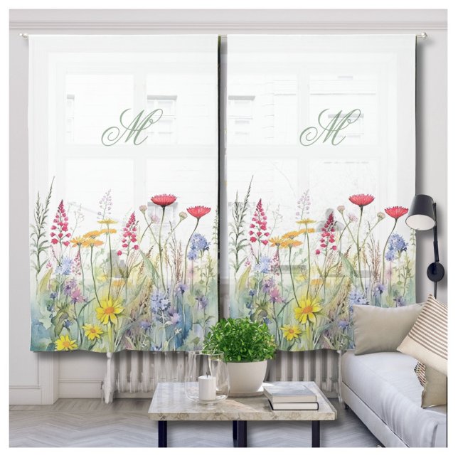 Charming Whimsical Wildflowers Monogram Curtain (Creator Uploaded)