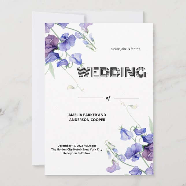 Charming White Blooms Wedding Invitation (Front)
