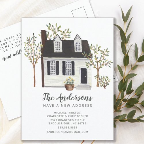 Charming White Cape House  Moving Announcement Postcard
