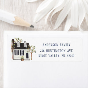 Charming White Cape House New Address Label