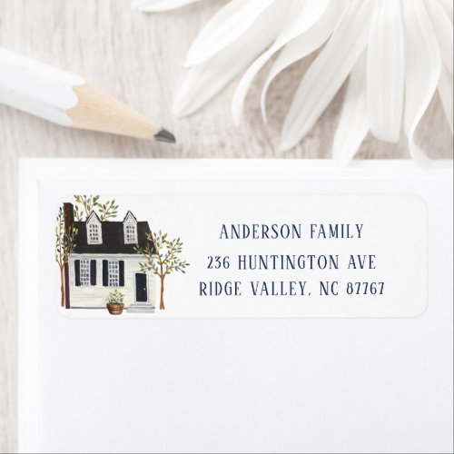 Charming White Cape House New Address Label