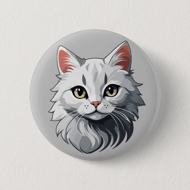 Charming White Cat Button (Front)