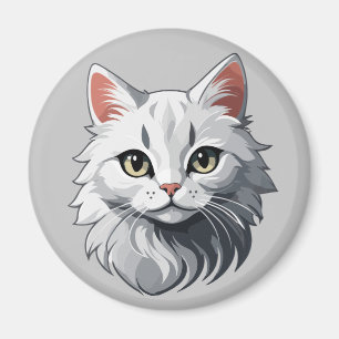 Charming White Cat Magnet
