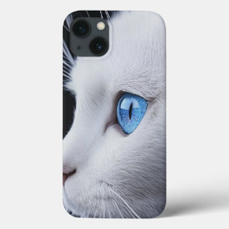 Charming White Cat with Blue Eyes – iPhone 13 Case