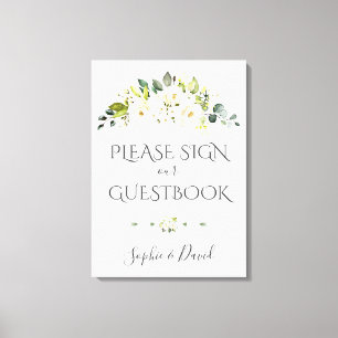 Charming White Cream Floral Guestbook Sign