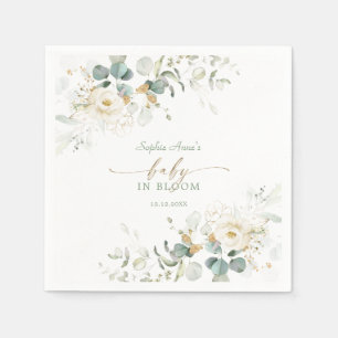 Charming White Floral Airy Leaves Baby in Bloom  Napkins