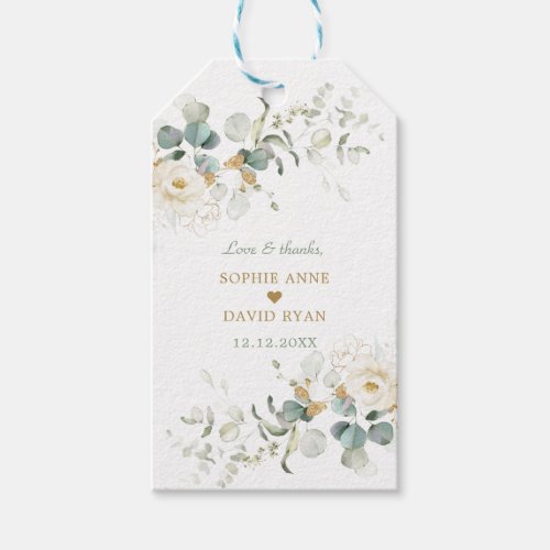 Charming White Floral Airy Leaves Wedding  Gift Tags