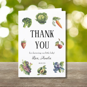 Charming White Garden Baby Shower Letterpress Thank You Card