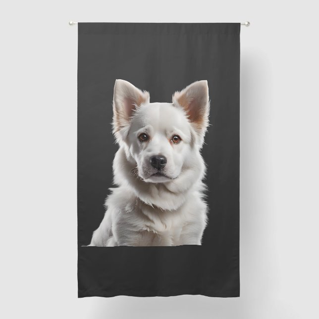 Charming White Shepherd Puppy Portrait Blackout Curtains (Front)