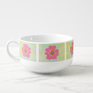Charming White Soup Mug With Flowers