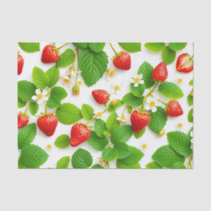 Charming Wild Strawberry Blossom & Vine Seamless Tissue Paper