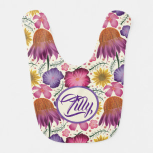 Charming Wildflower Pastel Baby Bib