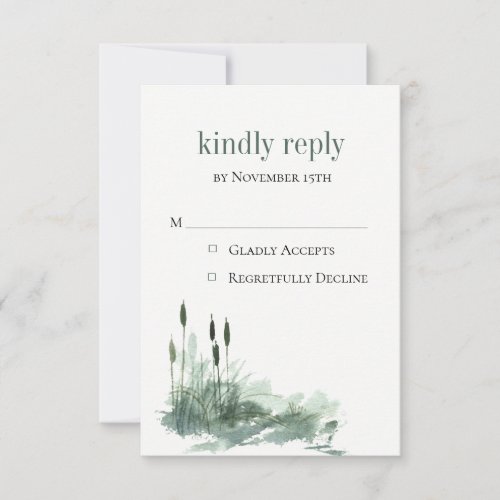 Charming Wildwood Reeds Wedding RSVP Card