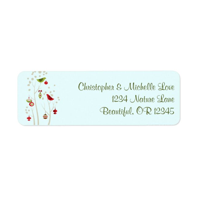 Charming Winter Birds Christmas Holiday Address Label (Front)