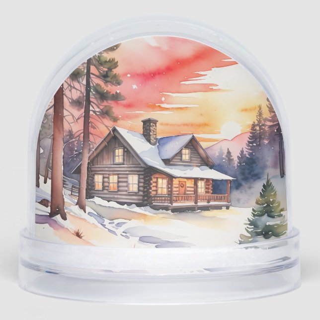 Charming Winter Cabin  Snow Globe (Front)