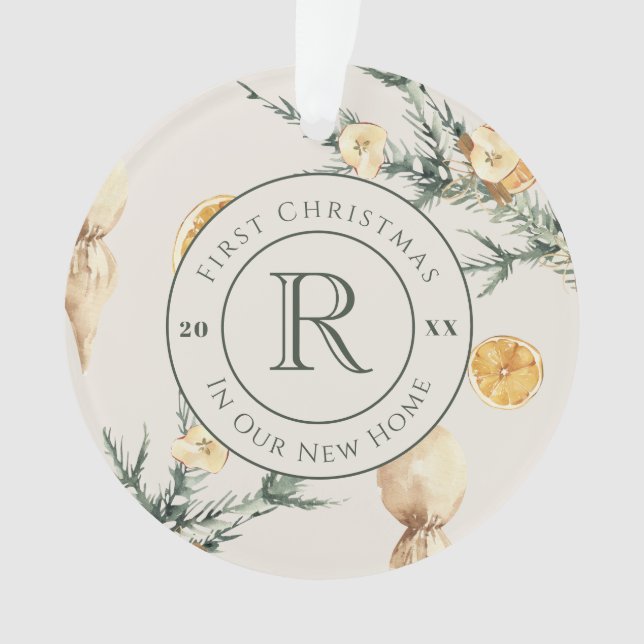 Charming Winter Elegance: New Homeowner Ornament (Front)