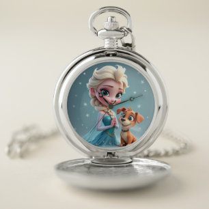 Charming Winter Princess Pocket Watch
