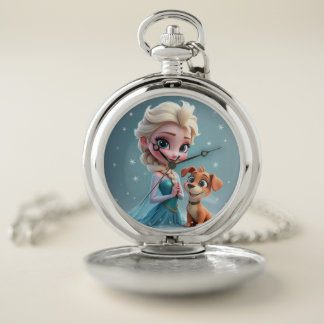 Charming Winter Princess Pocket Watch