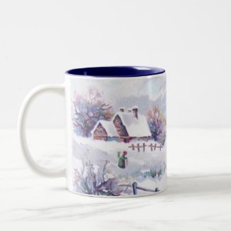 Charming Winter Scene Two-Tone Coffee Mug