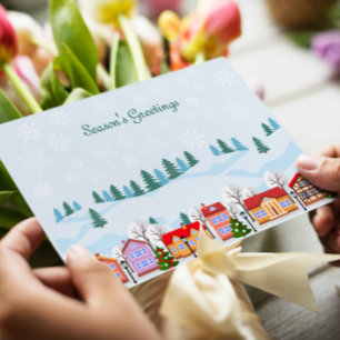Charming Winter Village Holiday Card –Personalized