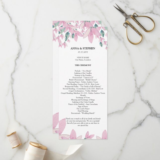 Charming Wisteria Floral Wedding Program (Front/Back In Situ)