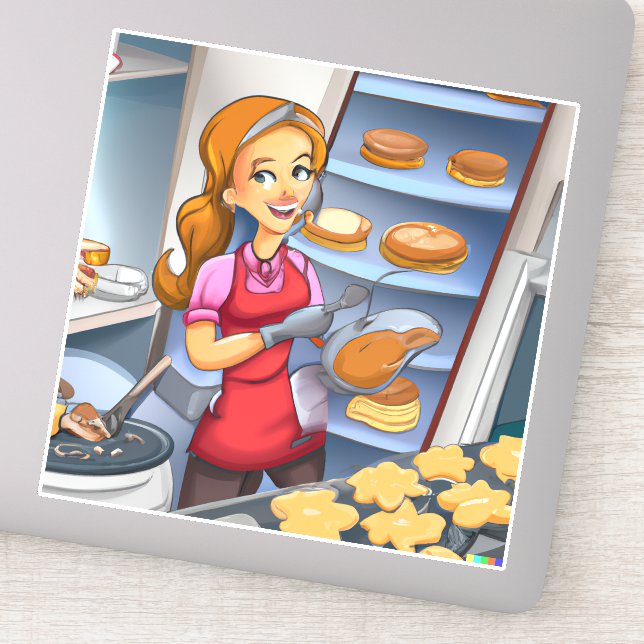 Charming Women Baking Sticker - Customizable  (Detail)