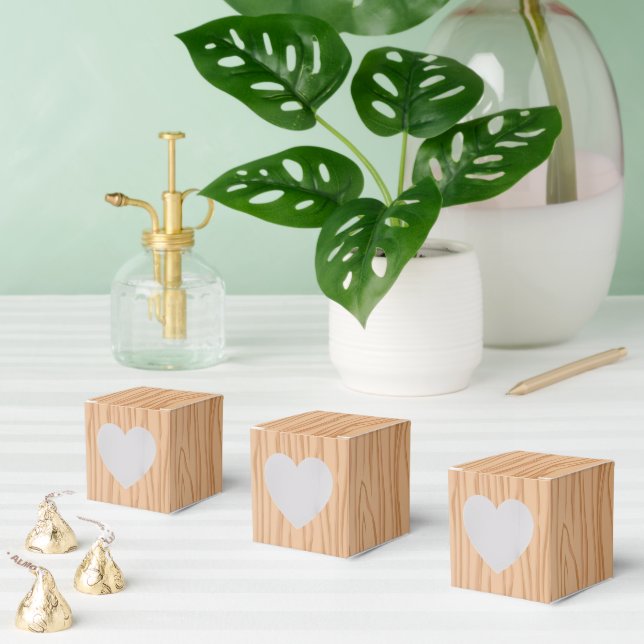 Charming Wood Pattern Celebration Heart Favor Boxes (Multiple)