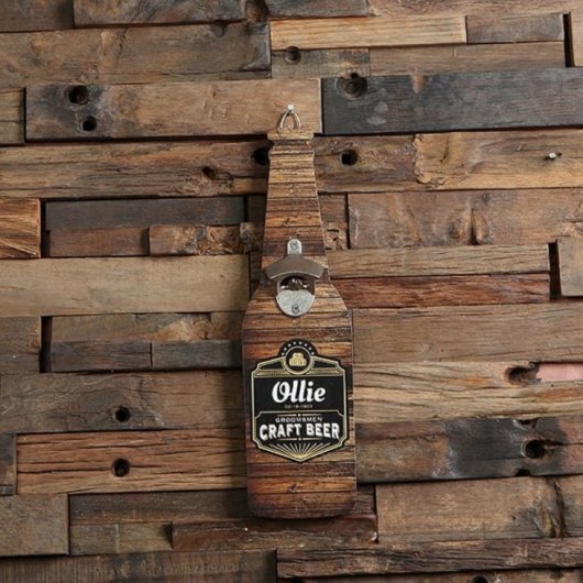 Charming Wooden Wall-Mounted Beer Bottle Opener (Front)