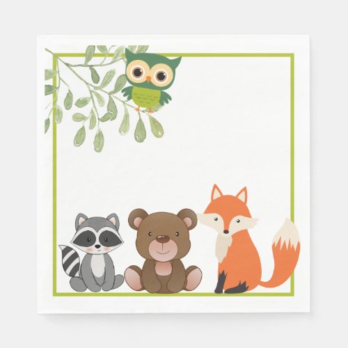 Charming Woodland Animals Baby Shower Napkins