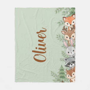 Charming Woodland Animals Fleece Blanket